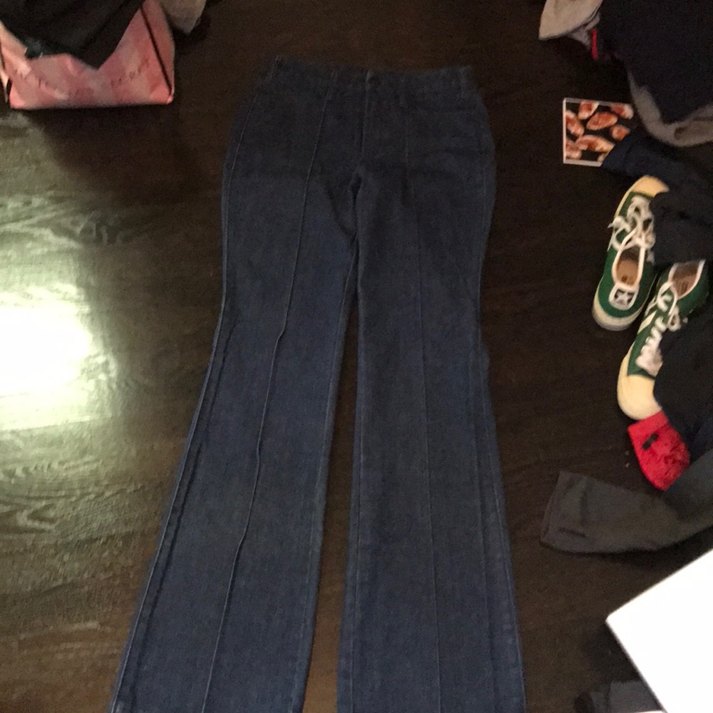 Tory Burch wide leg jeans with pin tuck